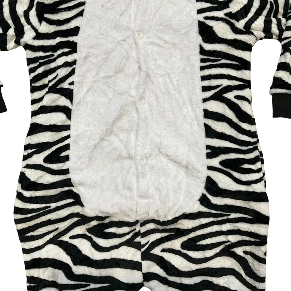 Zebra‎ Animal 1 Piece Plush Fleece Hooded Kigurumi Pajamas Costume Kids 7/8 NWOT